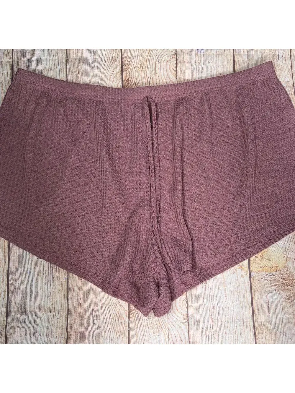 Mauve 5X Waffle Knit 3-Piece Loungewear Set (Long Sleeve Top, Tank, and Pants)